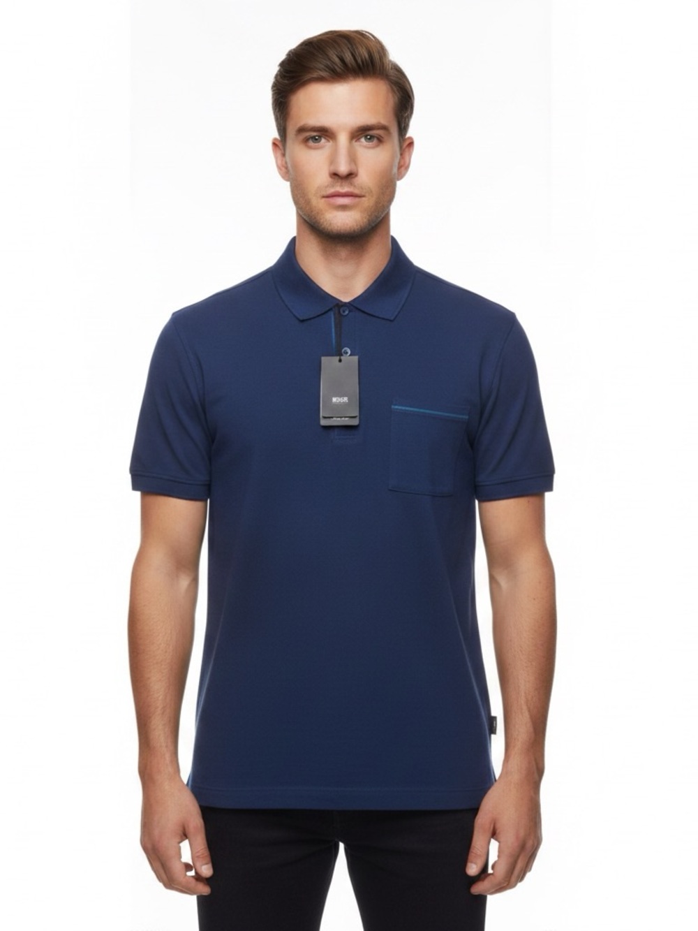 Hugo Boss Classic Navy Short-Sleeve Polo with Chest Pocket